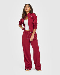 Jersey Tracksuit Straight Leg Joggers | Ruby Red