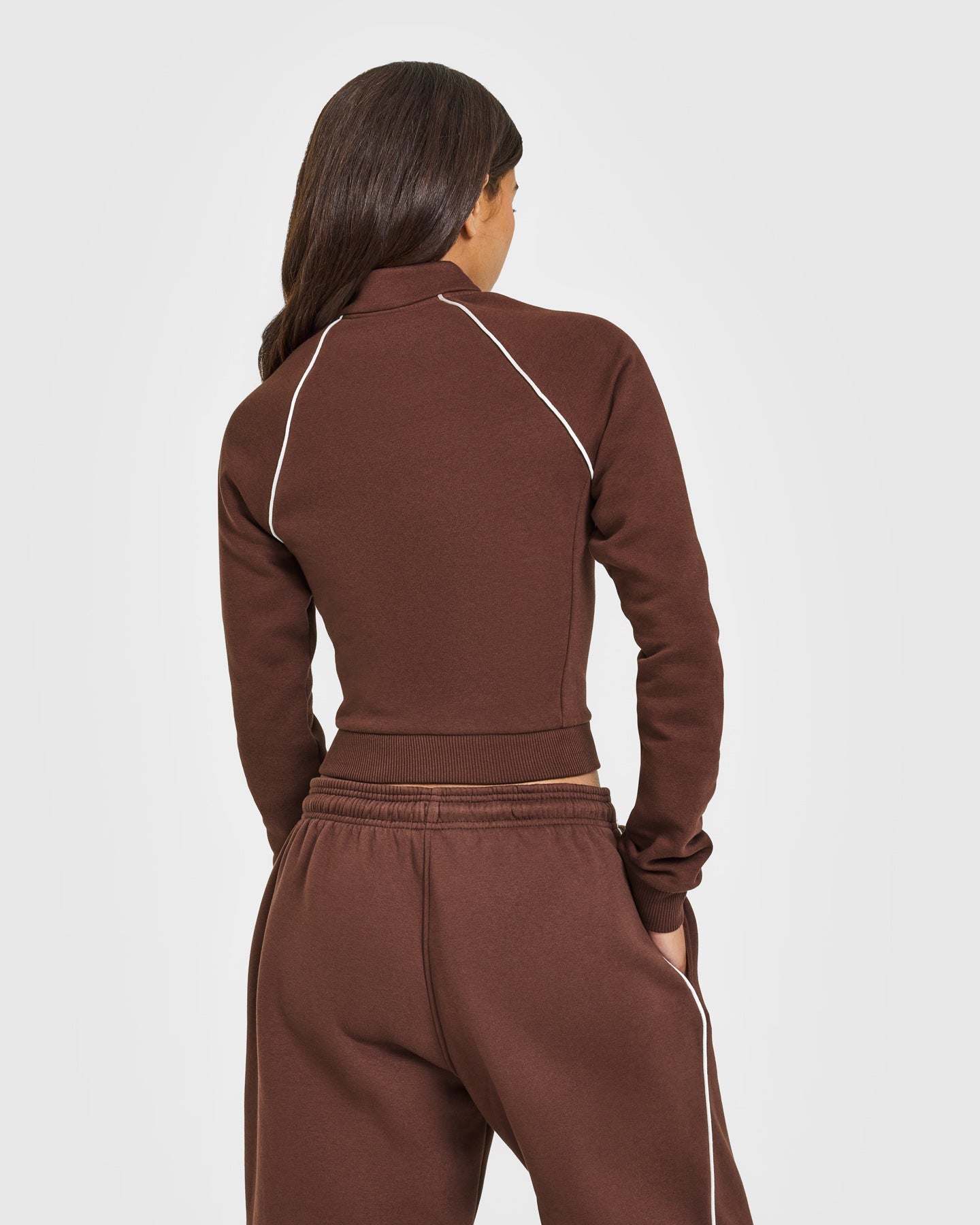 Jersey Tracksuit Zip Through Jacket | Espresso Brown