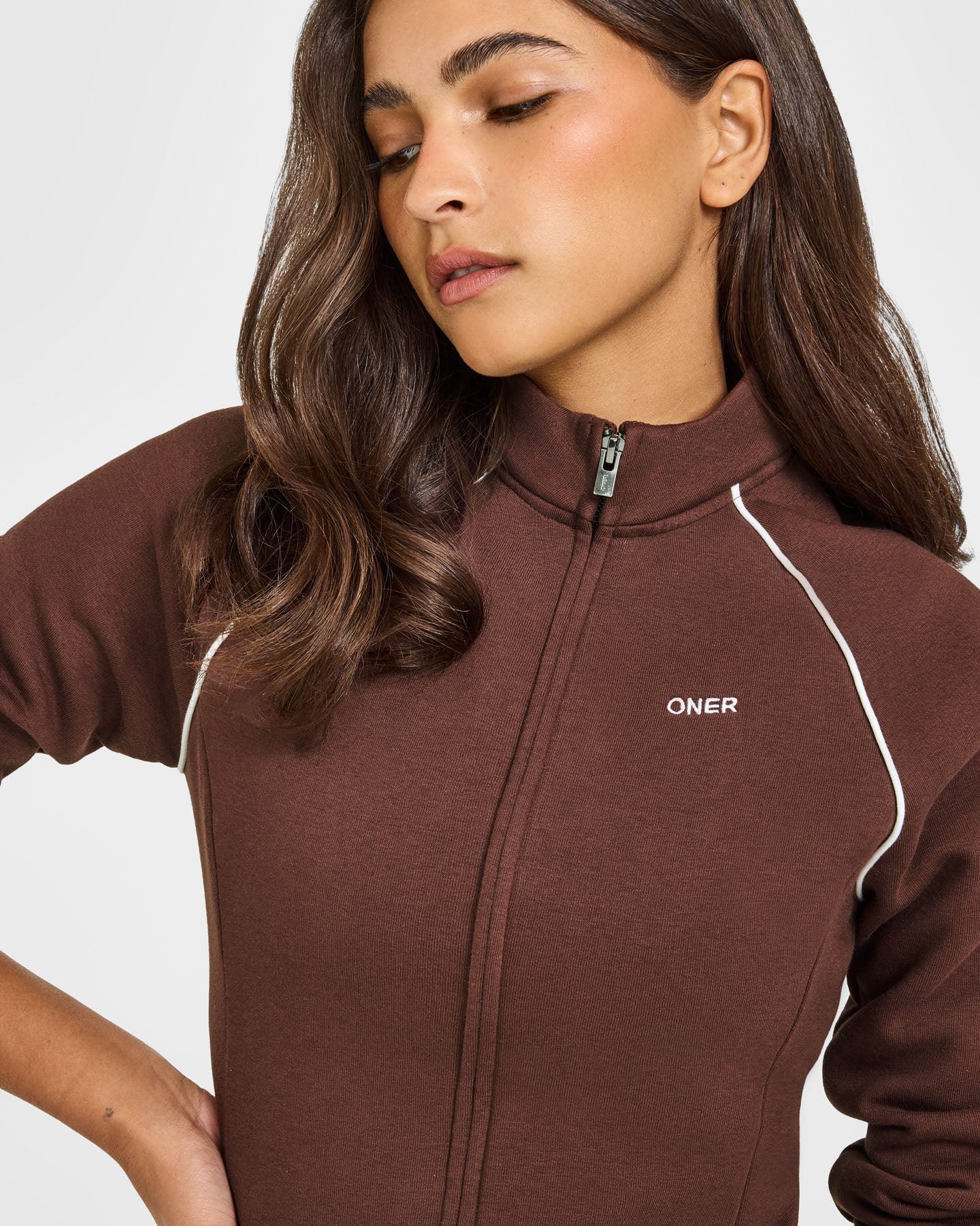 Jersey Tracksuit Zip Through Jacket | Espresso Brown