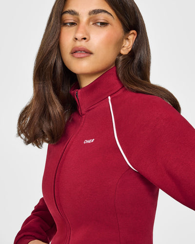 Jersey Tracksuit Zip Through Jacket | Ruby Red