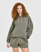 Raw Lounge Oversized Hoodie | Washed Alpine Green