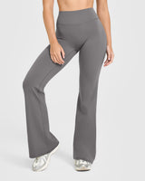 SoftMotion™ Flared Pants with White Logo | Ash Grey