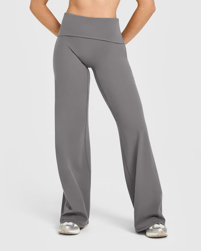 SoftMotion™ Fold Over Straight Leg Bottoms | Ash Grey