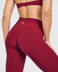 SoftMotion™ High Waisted Leggings with White Logo | Ruby Red