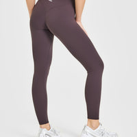 SoftMotion™ High Waisted Leggings with White Logo | Dark Umber Brown