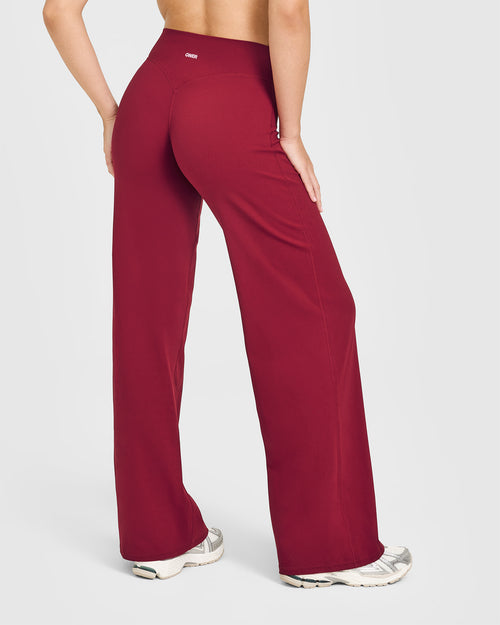 SoftMotion™ Straight Leg Pants with White Logo | Ruby Red