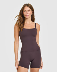 SoftMotion™ Strappy Vest with Built in Bra Shelf | Dark Umber Brown