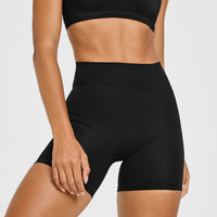 Timeless High Waisted Shorts with White Logo | Black