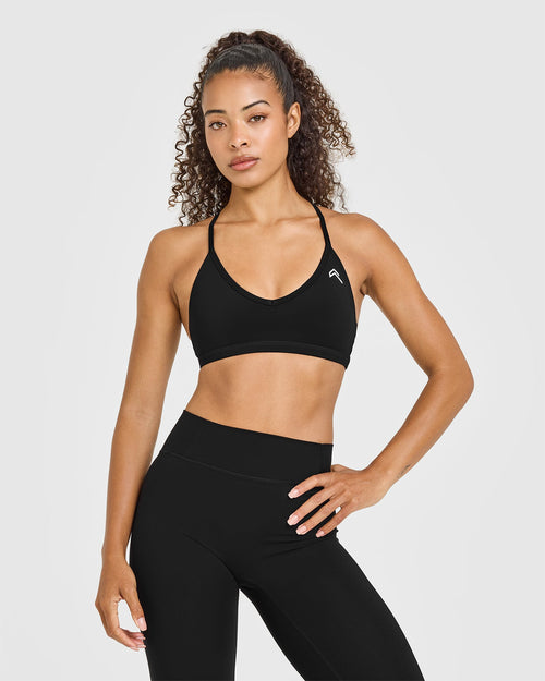Oner Modal Timeless Strappy Bralette with White Logo | Black