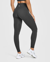 UnifiedMove High Waisted Leggings White Logo | Coal
