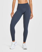 Unified High Waisted Leggings White Logo | True Blue