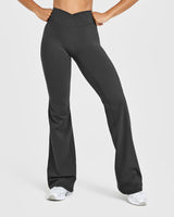 Unified Wrap Flared Pants White Logo | Coal