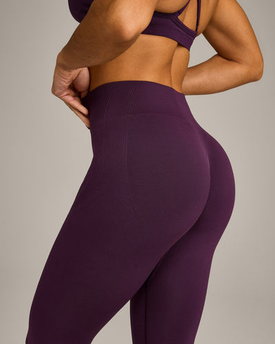 EnhanceLift™ Seamless Leggings with Gray Logo | Blackberry Purple