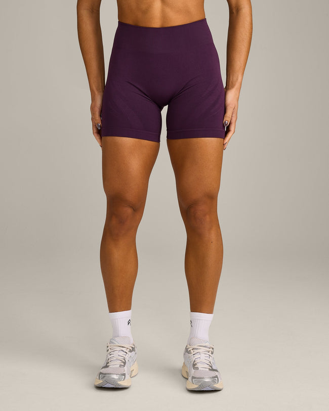 EnhanceLift™ Seamless Shorts with Gray Logo | Blackberry Purple