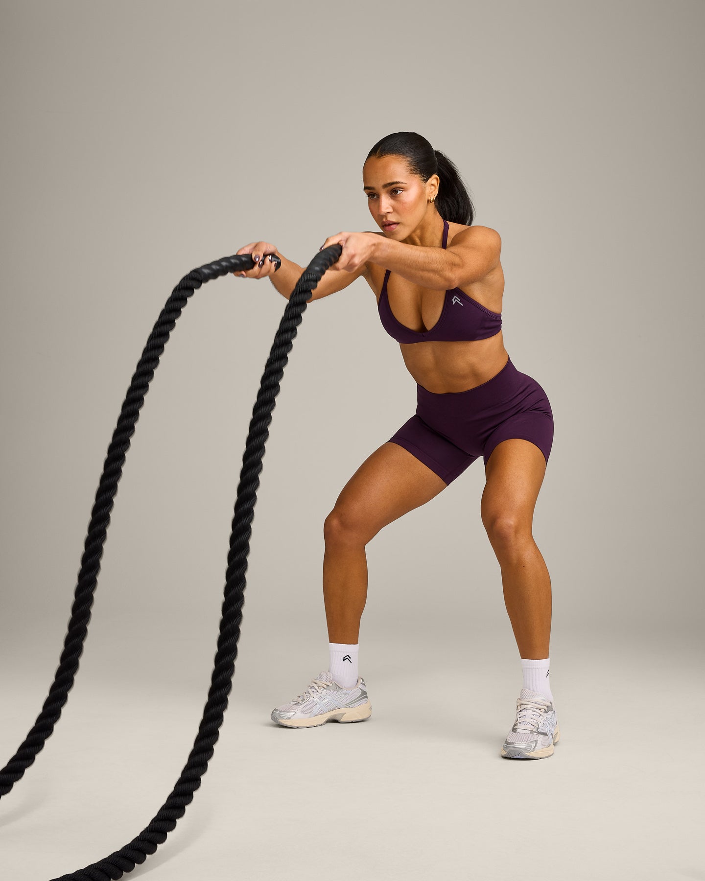 EnhanceLift™ Seamless Shorts with Gray Logo | Blackberry Purple