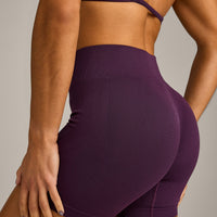 EnhanceLift™ Seamless Shorts with Gray Logo | Blackberry Purple