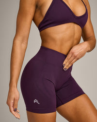 EnhanceLift™ Seamless Shorts with Gray Logo | Blackberry Purple