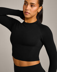 Oner Seamless Fitted Long Sleeve Mid Top | Soft Black
