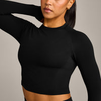 Oner Seamless Fitted Long Sleeve Mid Top | Soft Black
