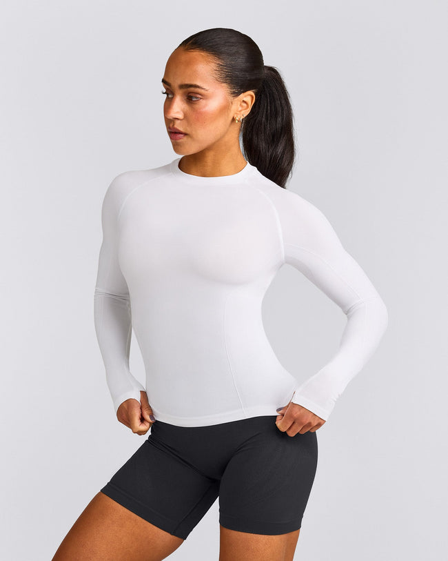 Oner Seamless Fitted Long Sleeve Regular Top | White