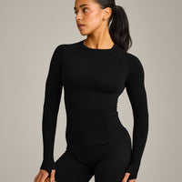 Oner Seamless Fitted Long Sleeve Regular Top | Soft Black