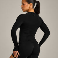Oner Seamless Fitted Long Sleeve Regular Top | Soft Black