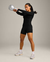 Oner Seamless Fitted Long Sleeve Regular Top | Soft Black