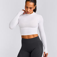 Oner Seamless Fitted Long Sleeve Mid Top | White