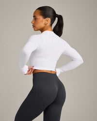 Oner Seamless Fitted Long Sleeve Mid Top | White