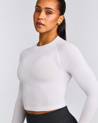 Oner Seamless Fitted Long Sleeve Mid Top | White
