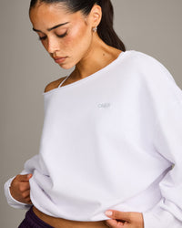 Raw Cut Lounge Off-The-Shoulder Sweatshirt | White