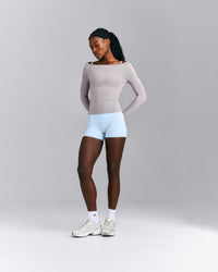 FormeSoft™ Fitted Off-The-Shoulder Long Sleeve Top | Zinc Gray