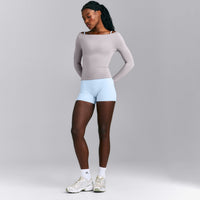 FormeSoft™ Fitted Off-The-Shoulder Long Sleeve Top | Zinc Gray