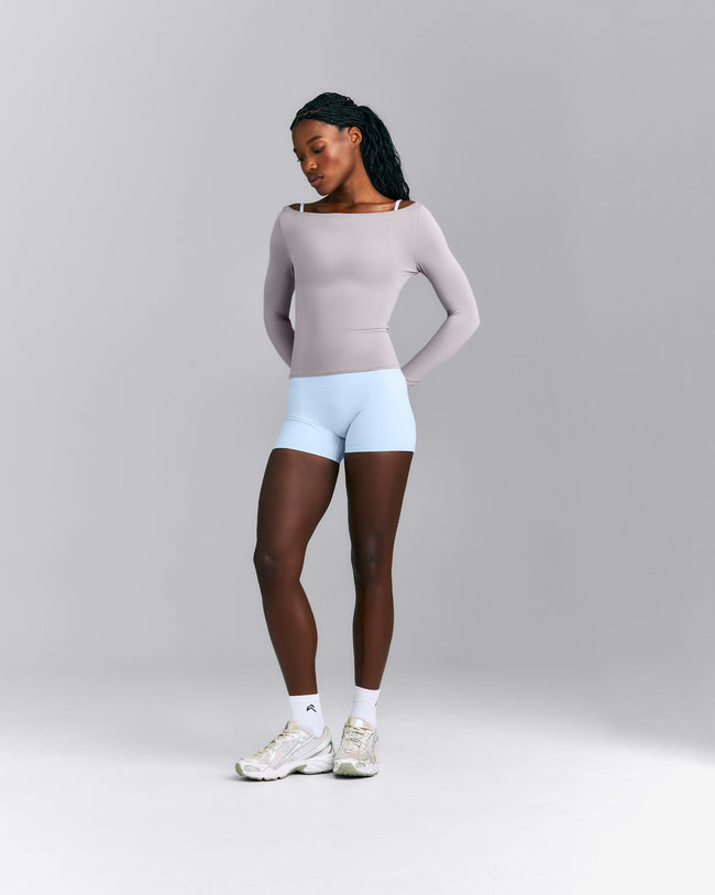 FormeSoft™ Fitted Off-The-Shoulder Long Sleeve Top | Zinc Gray