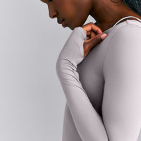 FormeSoft™ Fitted Off-The-Shoulder Long Sleeve Top | Zinc Gray