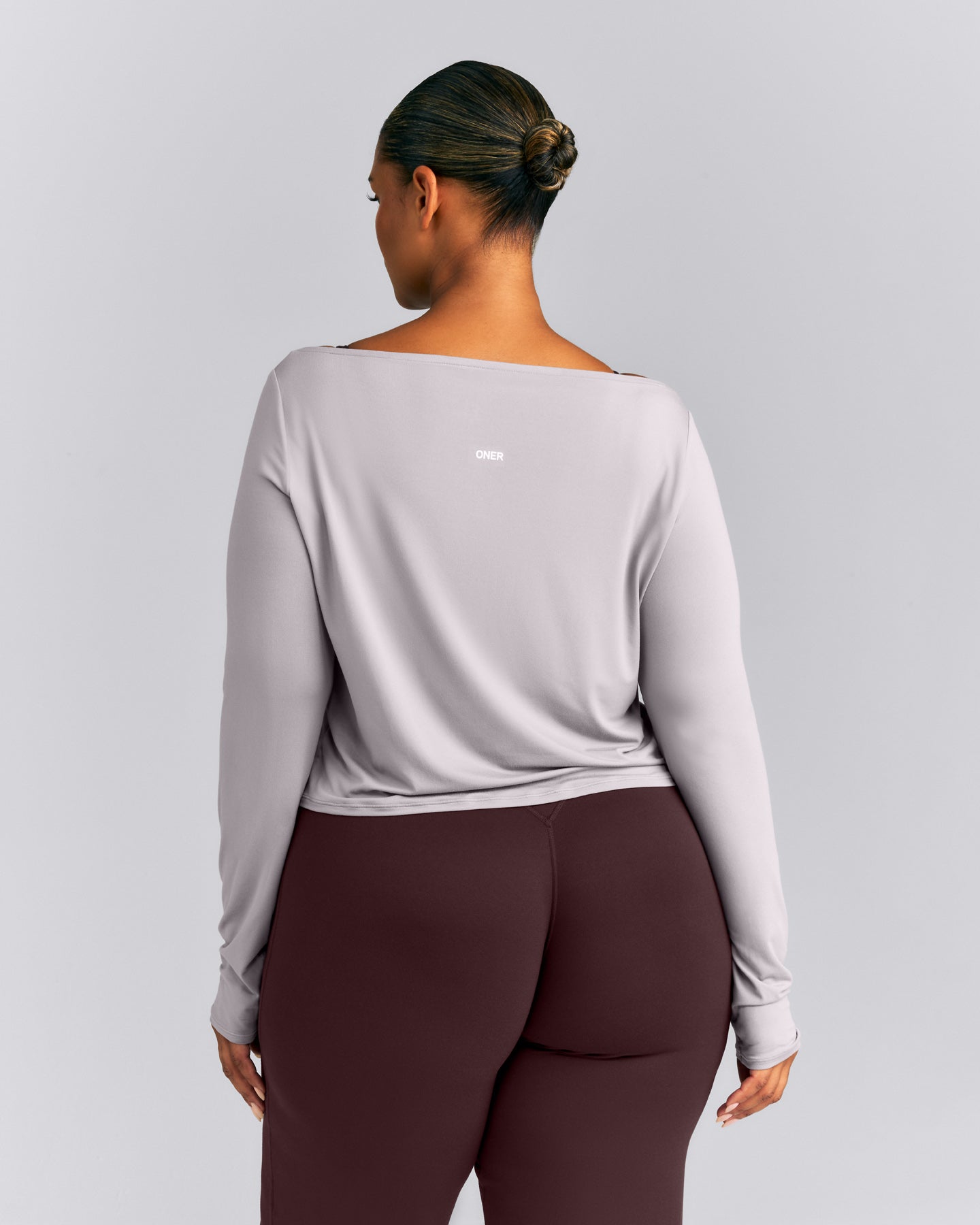 FormeSoft™ Relaxed Slash Neck Long Sleeve Top | Zinc Gray