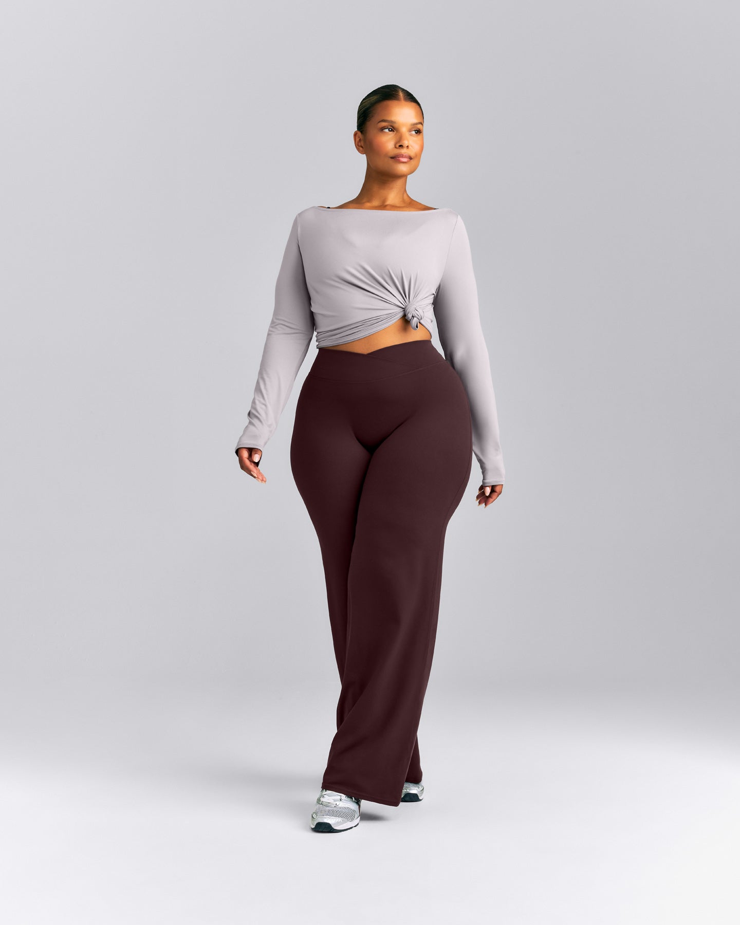 FormeSoft™ Relaxed Slash Neck Long Sleeve Top | Zinc Gray