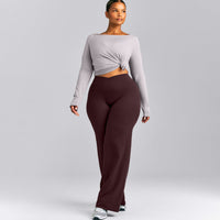 FormeSoft™ Relaxed Slash Neck Long Sleeve Top | Zinc Gray