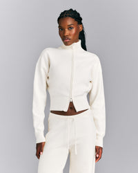 Mid Weight Cotton Knit Cardigan | Marshmallow White