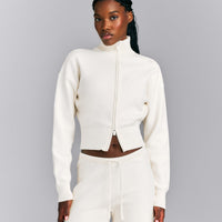 Mid Weight Cotton Knit Cardigan | Marshmallow White