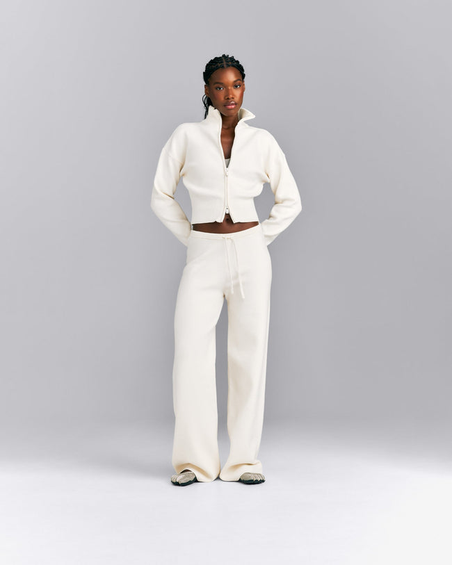 Mid Weight Cotton Knit Cardigan | Marshmallow White
