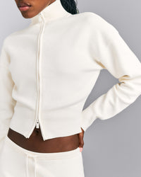 Mid Weight Cotton Knit Cardigan | Marshmallow White