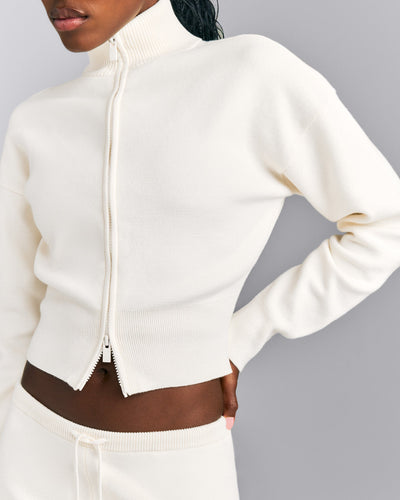 Mid Weight Cotton Knit Cardigan | Marshmallow White
