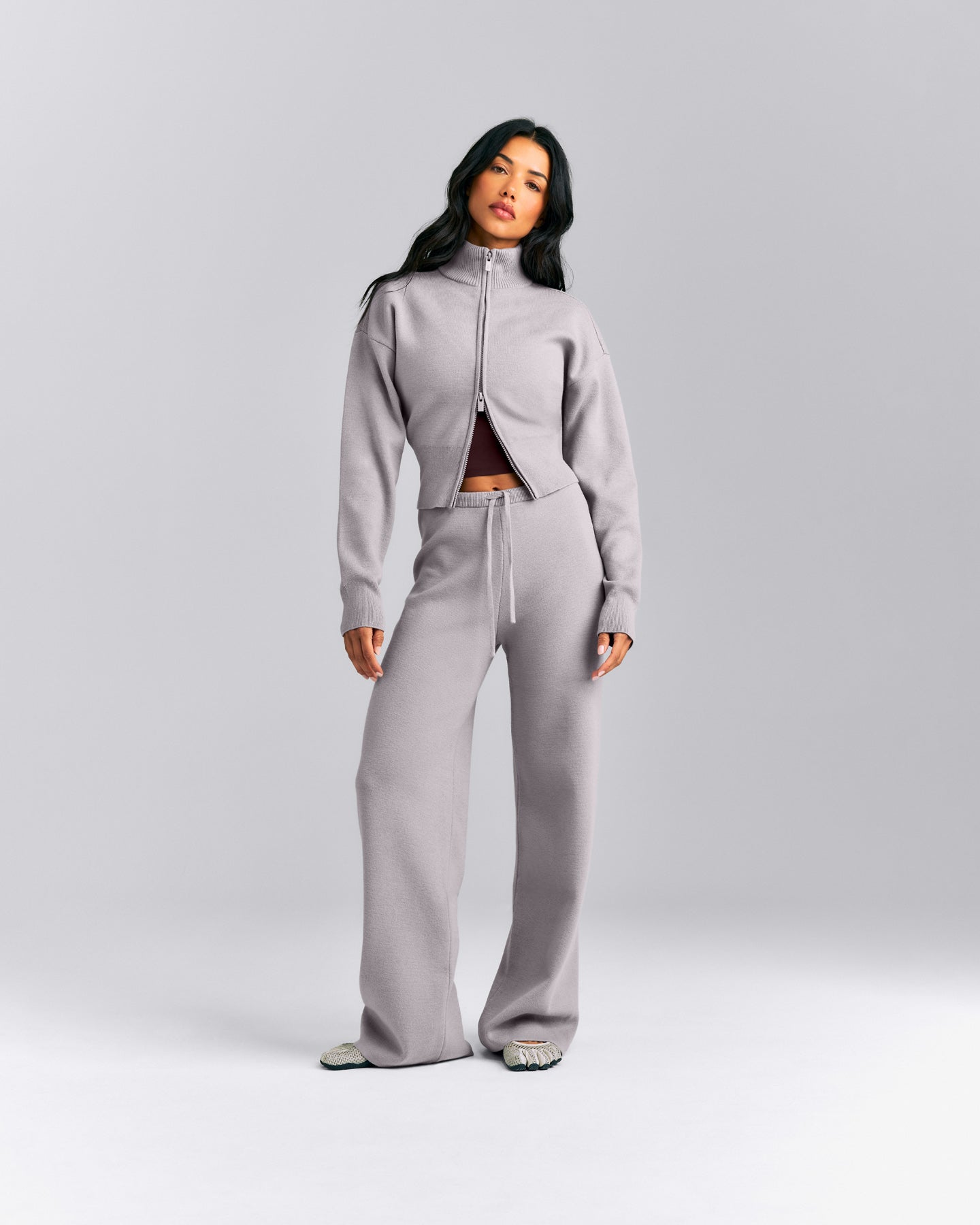 Mid Weight Cotton Knit Trouser | Dark Zinc Gray