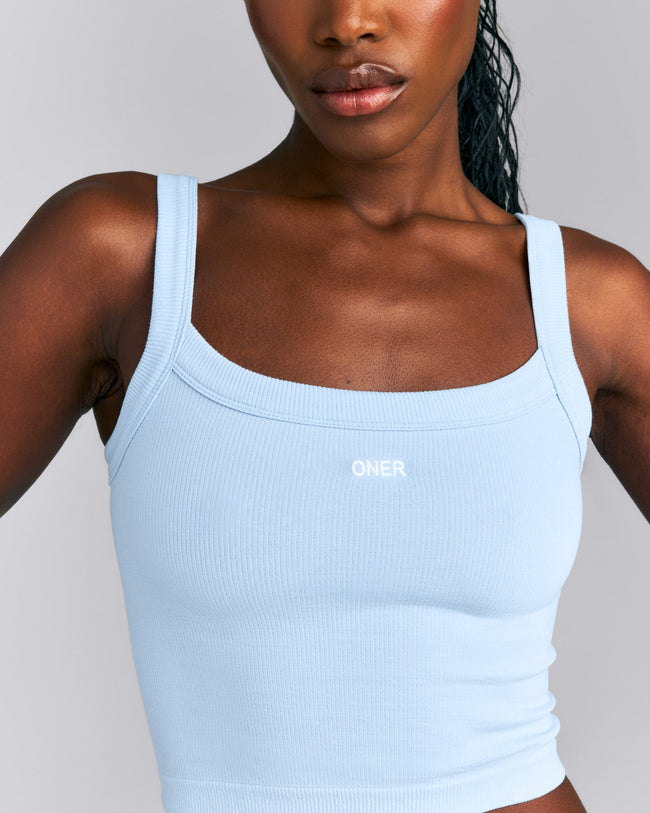 Seamless Scoop Neck Tank Top | Mist Blue