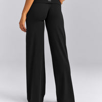 SoftMotion™ Fold Over Mid Rise Straight Leg Pants New Branding | Black