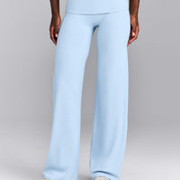 SoftMotion™ Fold Over Mid Rise Straight Leg Pants | Mist Blue