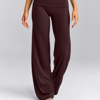 SoftMotion™ Fold Over Mid Rise Straight Leg Pants New Branding | Plum Brown