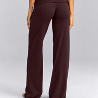 SoftMotion™ Fold Over Mid Rise Straight Leg Pants New Branding | Plum Brown