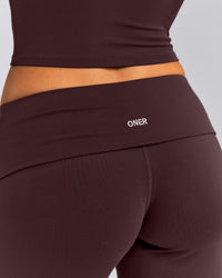 SoftMotion™ Fold Over Mid Rise Straight Leg Pants New Branding | Plum Brown